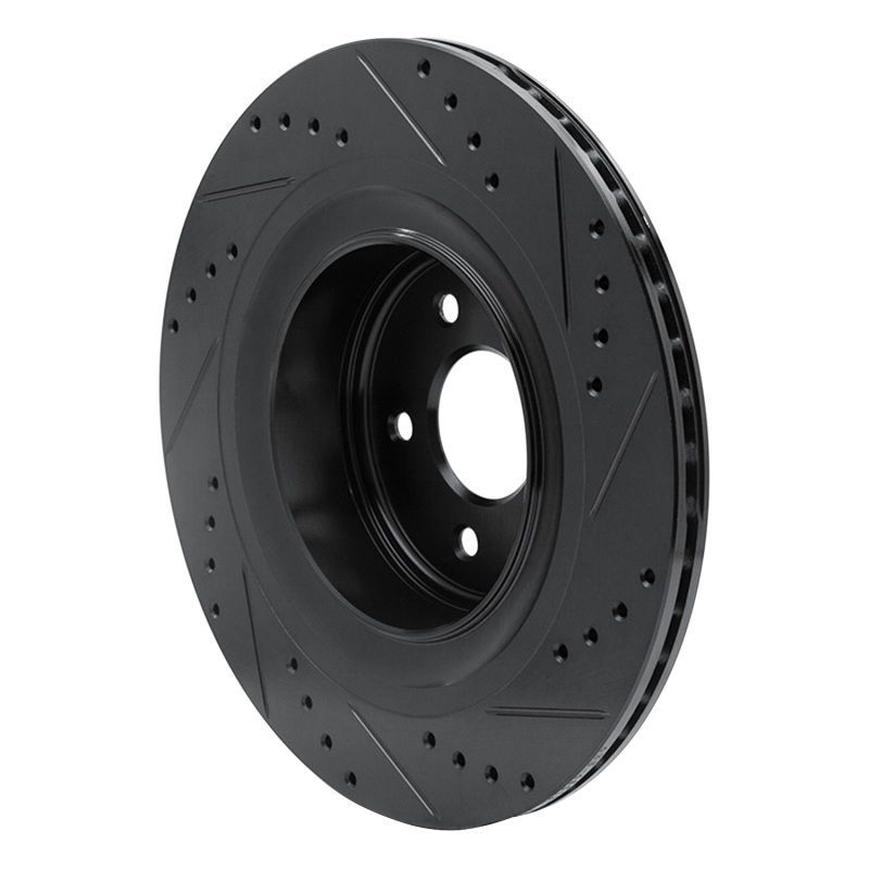 Picture of R1 08-25 Infiniti Q60 Rear Left Drilled & Slotted Black Brake Rotor