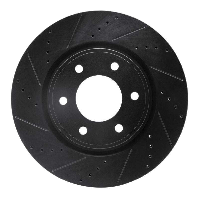 Picture of R1 07-24 Infiniti QX56 Front Left Drilled & Slotted Black Brake Rotor