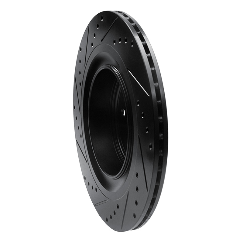 Picture of R1 08-25 Infiniti Q60 Rear Right Drilled & Slotted Black Brake Rotor