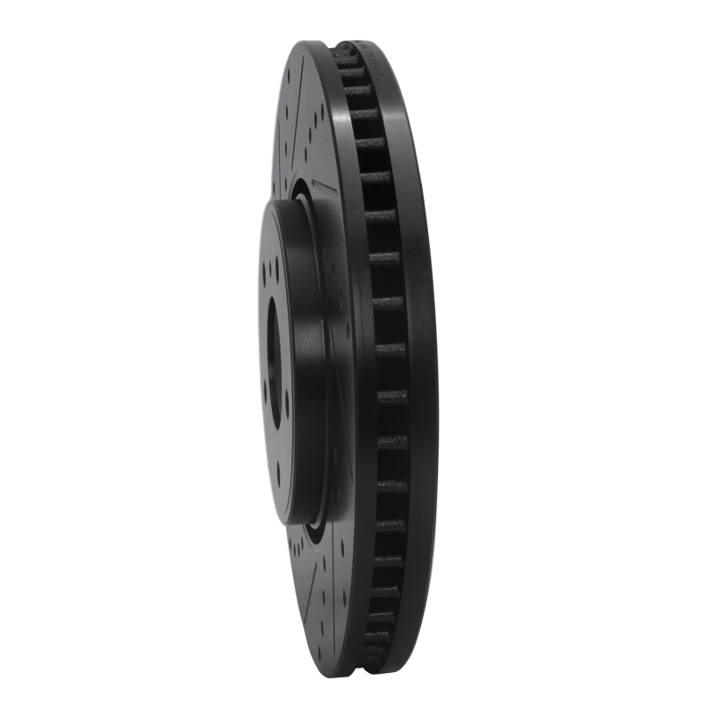 Picture of R1 05-14 Infiniti FX35 Front Left Drilled & Slotted Black Brake Rotor