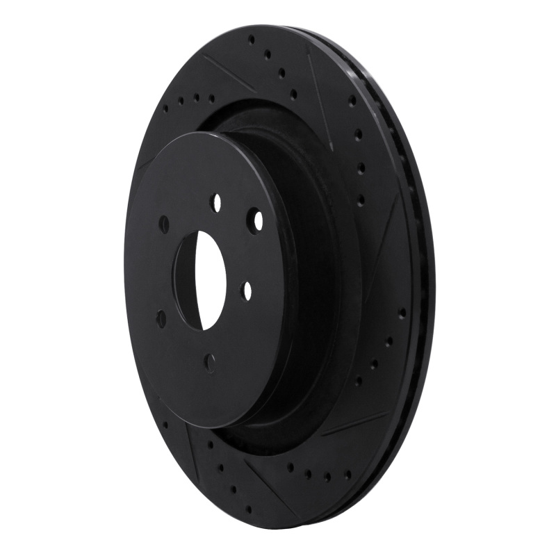 Picture of R1 09-24 Infiniti Q70L Rear Right Drilled & Slotted Black Brake Rotor