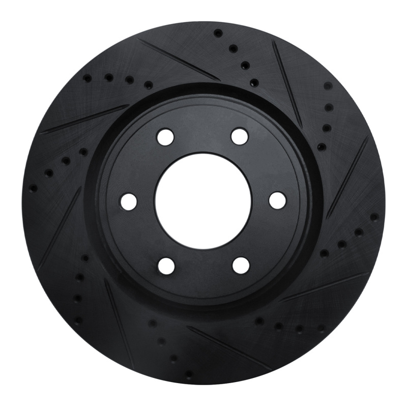 Picture of R1 07-24 Infiniti QX80 Front Right Drilled & Slotted Black Brake Rotor
