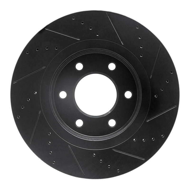 Picture of R1 07-24 Infiniti QX56 Front Left Drilled & Slotted Black Brake Rotor