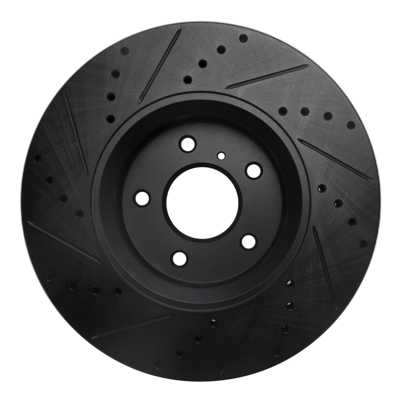 Picture of R1 05-14 Infiniti FX45 Front Right Drilled & Slotted Black Brake Rotor