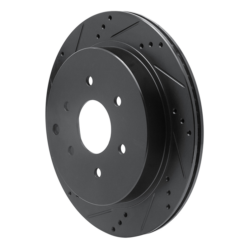 Picture of R1 10-24 Infiniti QX56 Rear Left Drilled & Slotted Black Brake Rotor