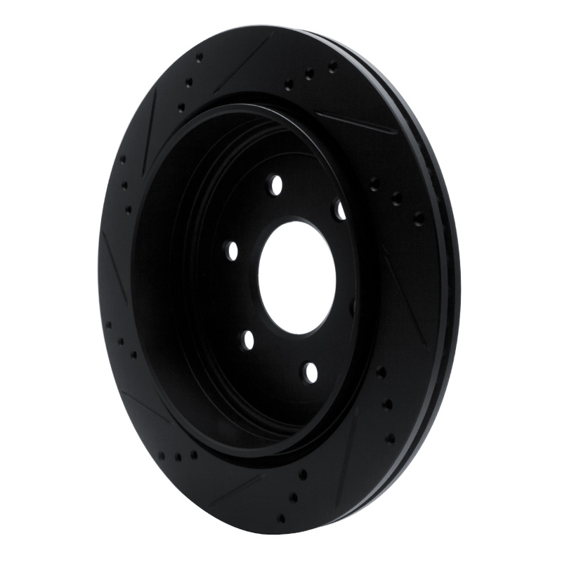 Picture of R1 10-24 Infiniti QX80 Rear Right Drilled & Slotted Black Brake Rotor