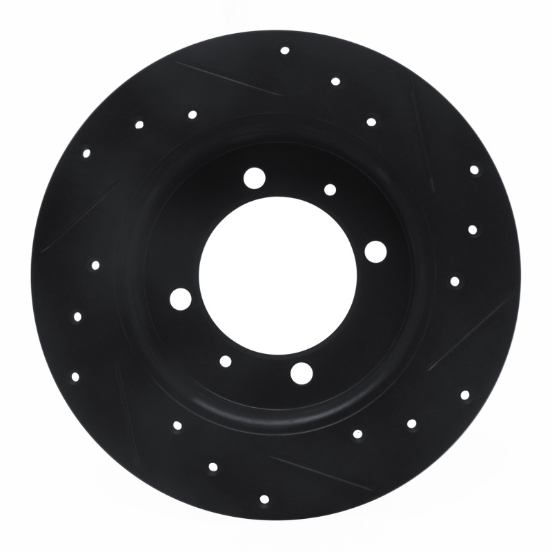 Picture of R1 88-93 Dodge 2000 GTX Rear Left Drilled & Slotted Black Brake Rotor