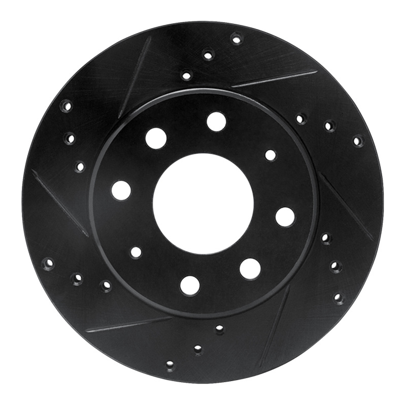 Picture of R1 88-07 Dodge Colt Front Left Drilled & Slotted Black Brake Rotor