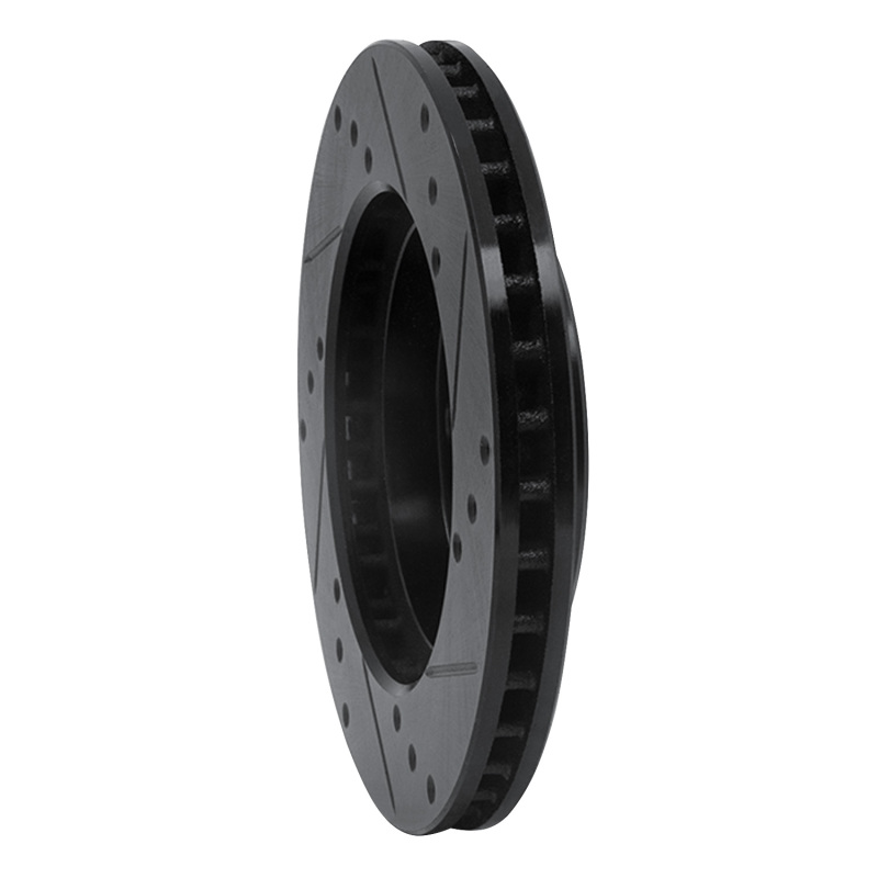 Picture of R1 88-07 Dodge Colt Front Left Drilled & Slotted Black Brake Rotor