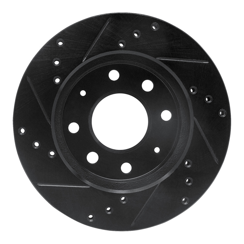 Picture of R1 88-07 Dodge Colt Front Right Drilled & Slotted Black Brake Rotor