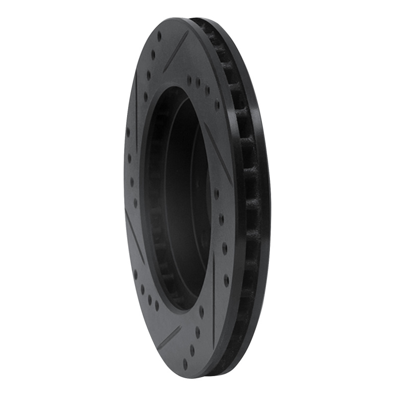 Picture of R1 88-07 Dodge Colt Front Right Drilled & Slotted Black Brake Rotor