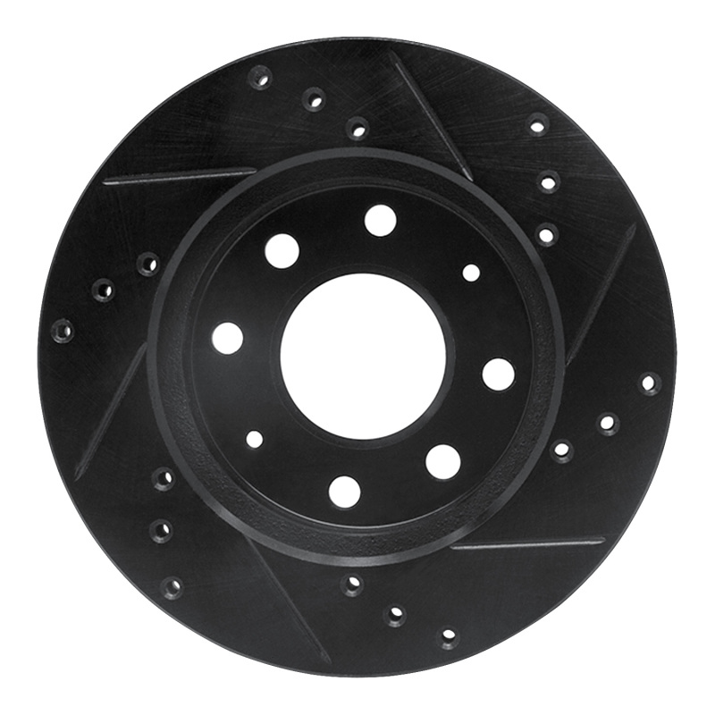 Picture of R1 88-07 Dodge Colt Front Left Drilled & Slotted Black Brake Rotor
