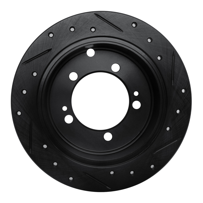 Picture of R1 94-07 Chrysler SEBRING Rear Left Drilled & Slotted Black Brake Rotor