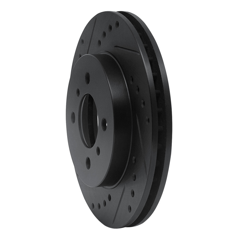 Picture of R1 98-07 Mitsubishi Mirage Front Left Drilled & Slotted Black Brake Rotor