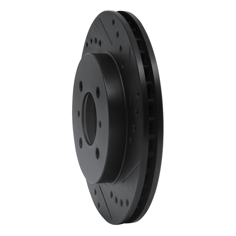 Picture of R1 98-07 Mitsubishi Lancer Front Right Drilled & Slotted Black Brake Rotor