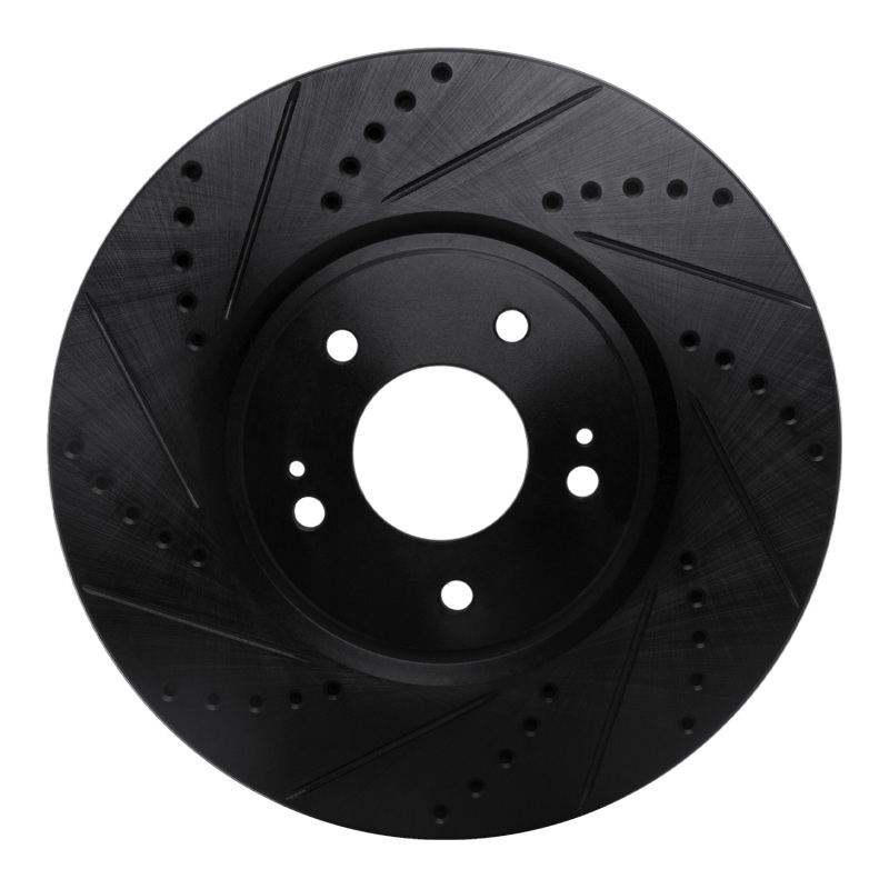 Picture of R1 03-06 Mitsubishi Lancer Front Left Drilled & Slotted Black Brake Rotor