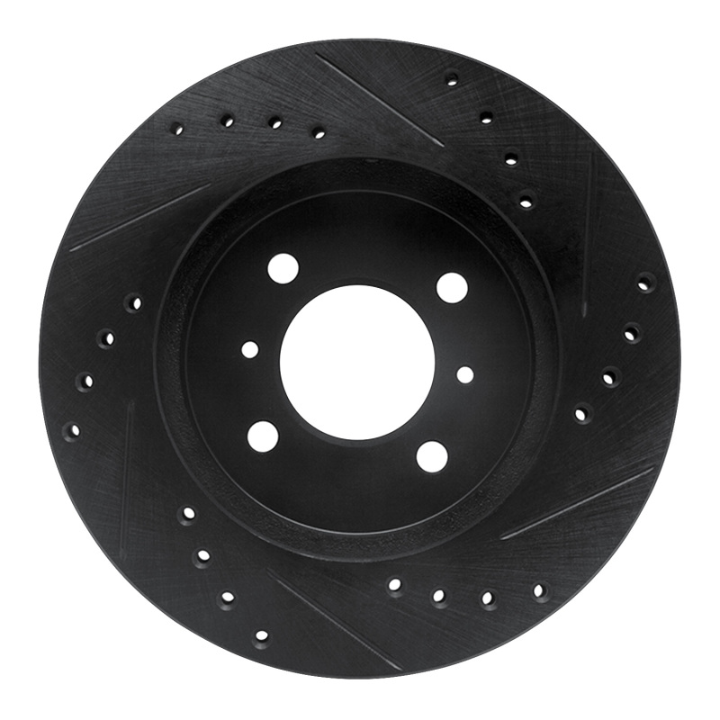 Picture of R1 98-07 Mitsubishi Mirage Front Left Drilled & Slotted Black Brake Rotor