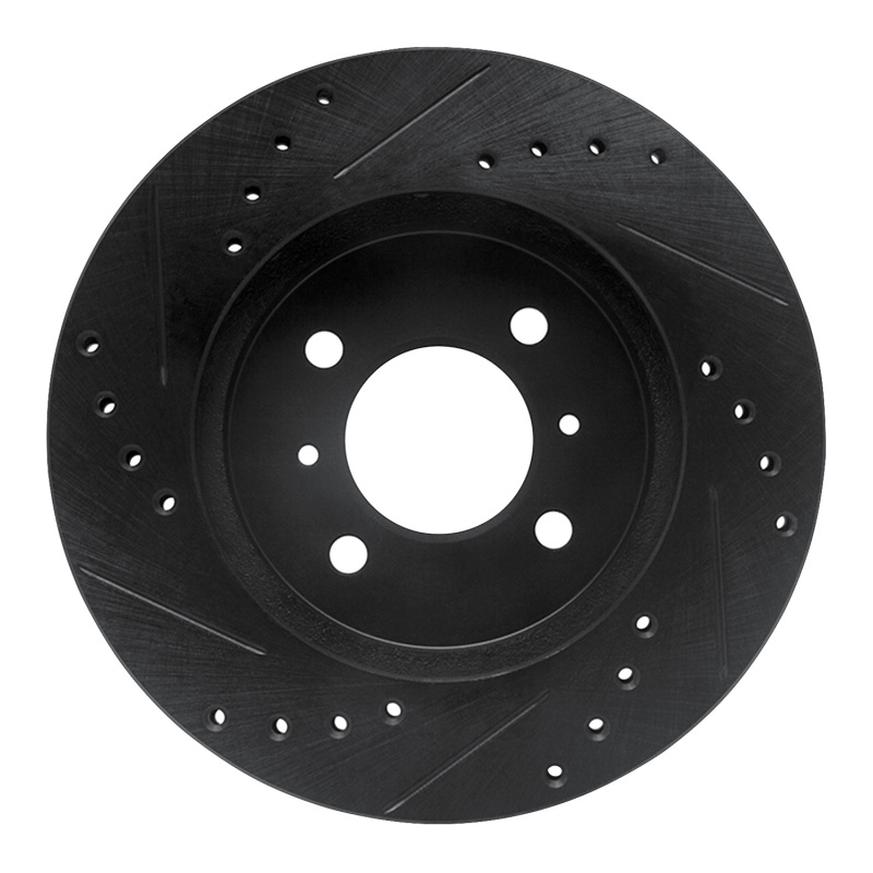 Picture of R1 98-07 Mitsubishi Lancer Front Right Drilled & Slotted Black Brake Rotor