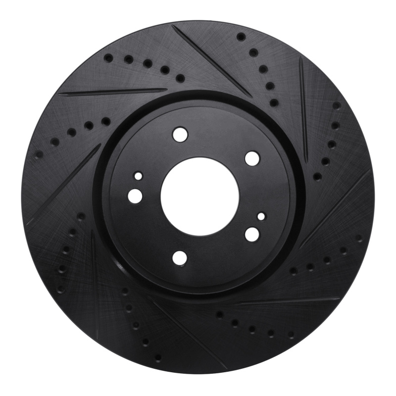 Picture of R1 03-06 Mitsubishi Lancer Front Right Drilled & Slotted Black Brake Rotor