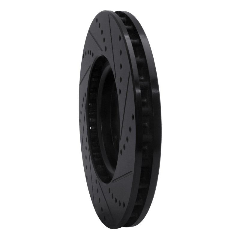Picture of R1 03-06 Mitsubishi Lancer Front Left Drilled & Slotted Black Brake Rotor