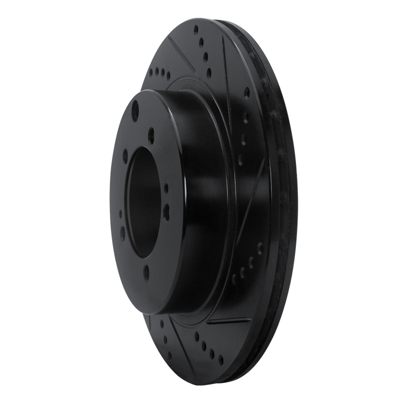 Picture of R1 03-06 Mitsubishi Lancer Rear Right Drilled & Slotted Black Brake Rotor