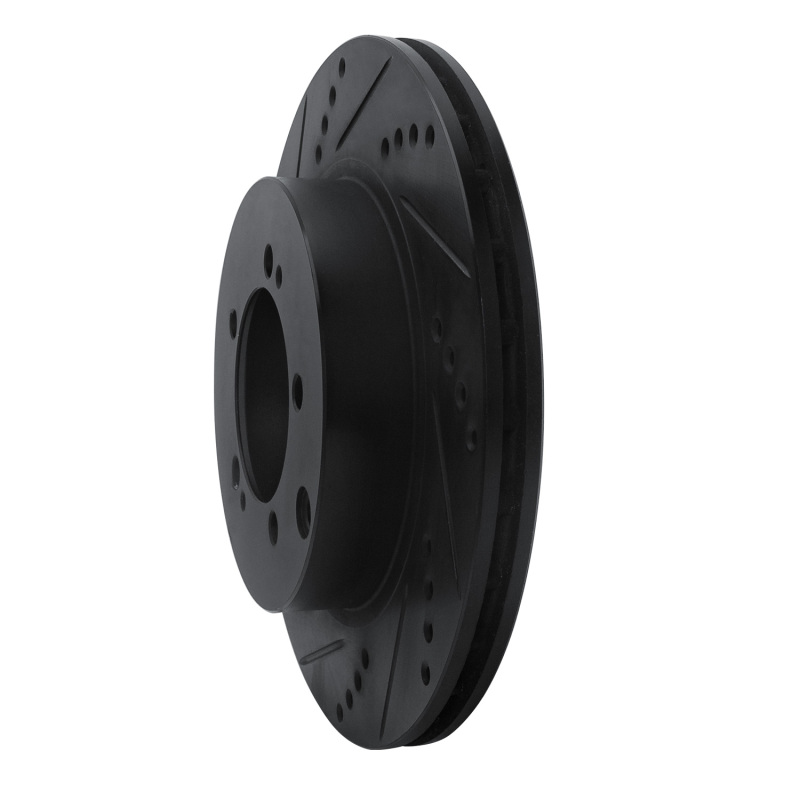 Picture of R1 03-06 Mitsubishi Lancer Rear Left Drilled & Slotted Black Brake Rotor