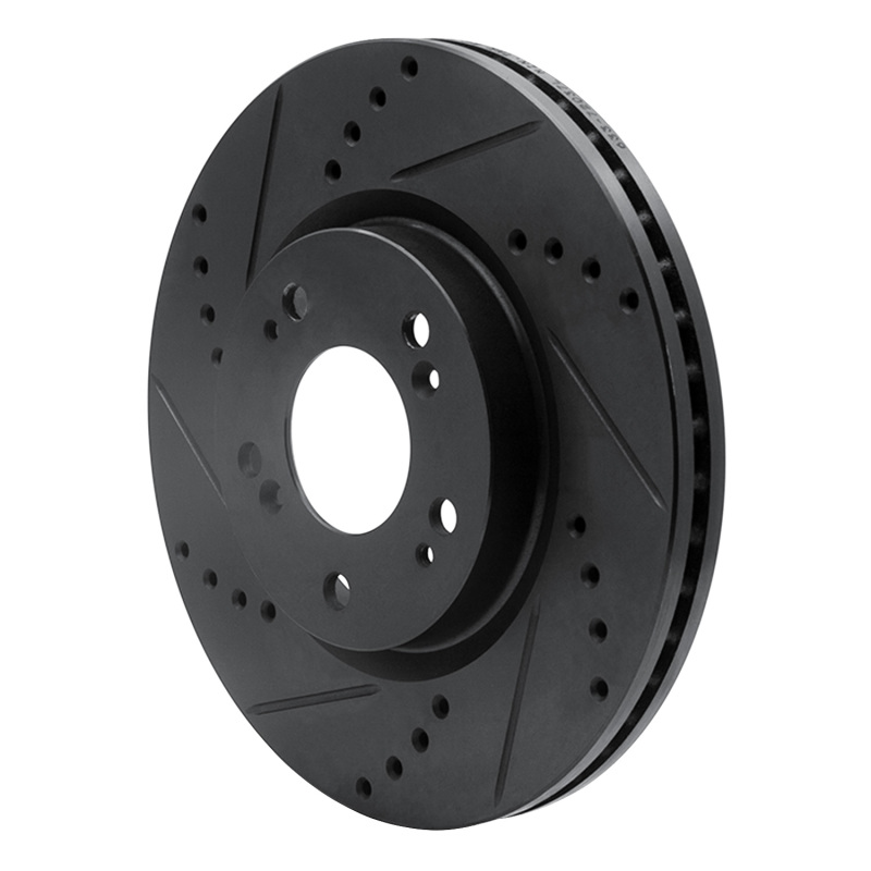Picture of R1 04-12 Mitsubishi Galant Front Left Drilled & Slotted Black Brake Rotor