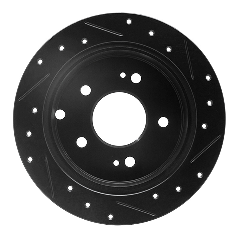 Picture of R1 04-12 Mitsubishi Eclipse Rear Left Drilled & Slotted Black Brake Rotor