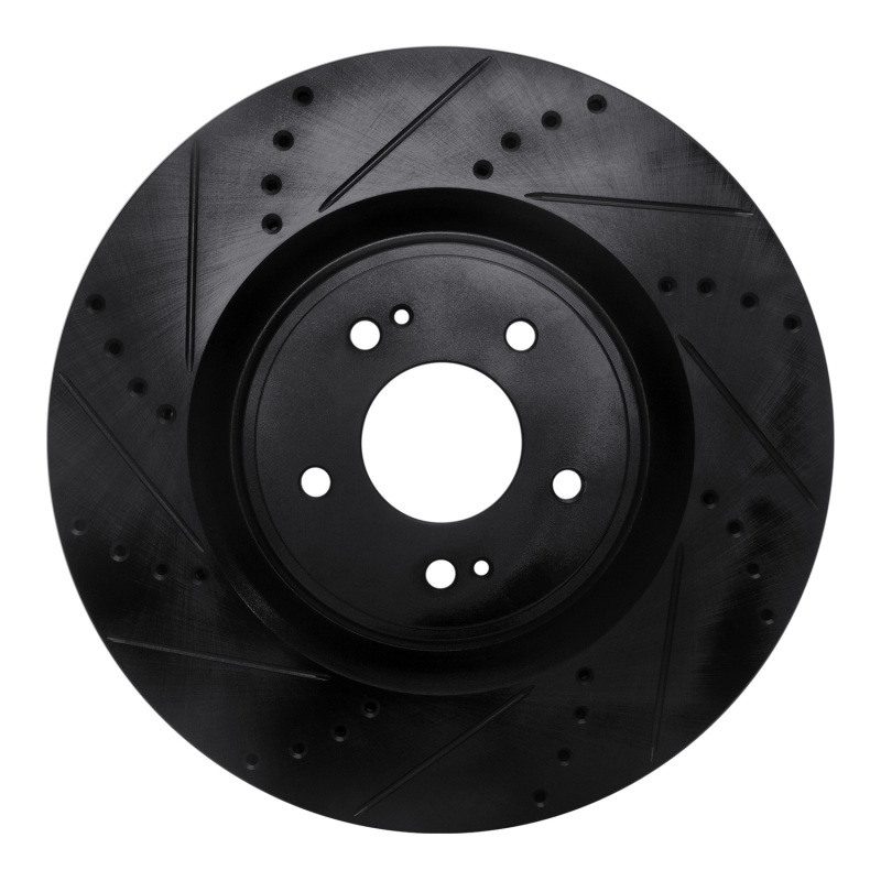 Picture of R1 08-15 Mitsubishi Lancer Front Left Drilled & Slotted Black Brake Rotor