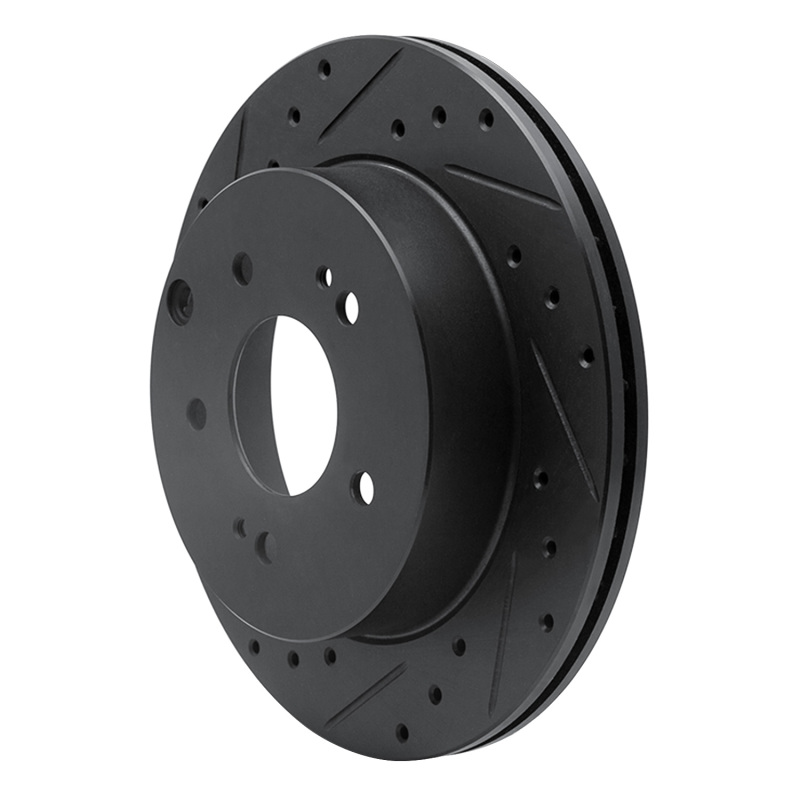Picture of R1 06-12 Mitsubishi Eclipse Rear Left Drilled & Slotted Black Brake Rotor