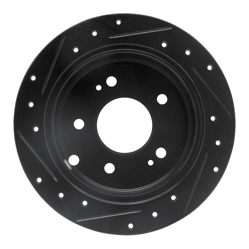 Picture of R1 04-12 Mitsubishi Eclipse Rear Right Drilled & Slotted Black Brake Rotor