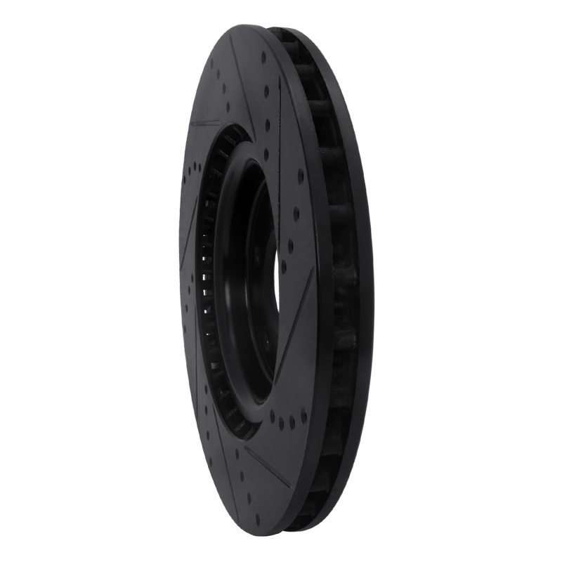 Picture of R1 08-15 Mitsubishi Lancer Front Left Drilled & Slotted Black Brake Rotor