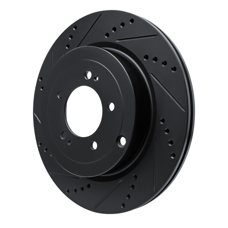 Picture of R1 08-15 Mitsubishi Lancer Rear Left Drilled & Slotted Black Brake Rotor