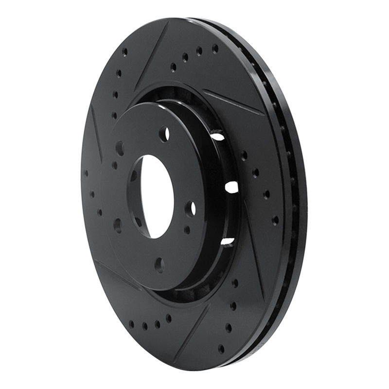 Picture of R1 09-15 Mitsubishi Lancer Front Left Drilled & Slotted Black Brake Rotor