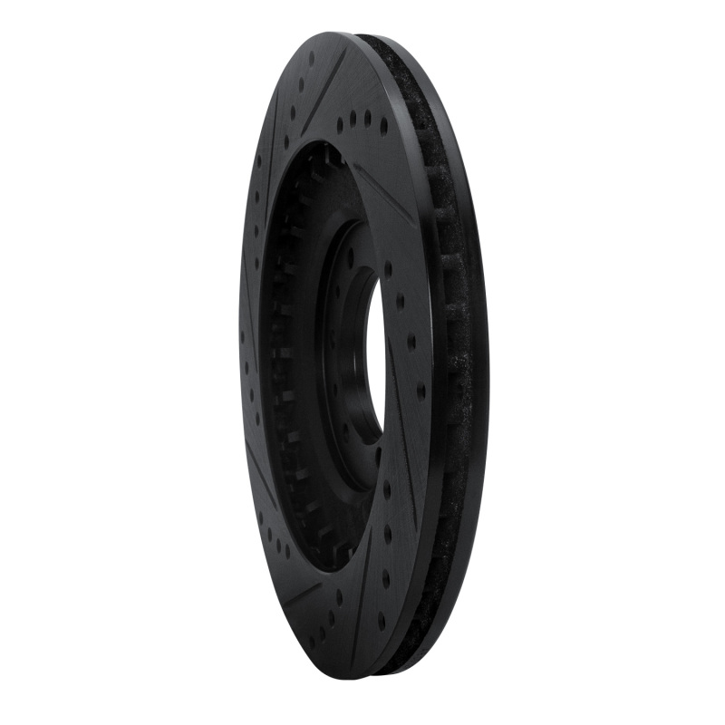 Picture of R1 98-04 Mitsubishi Montero Front Right Drilled & Slotted Black Brake Rotor