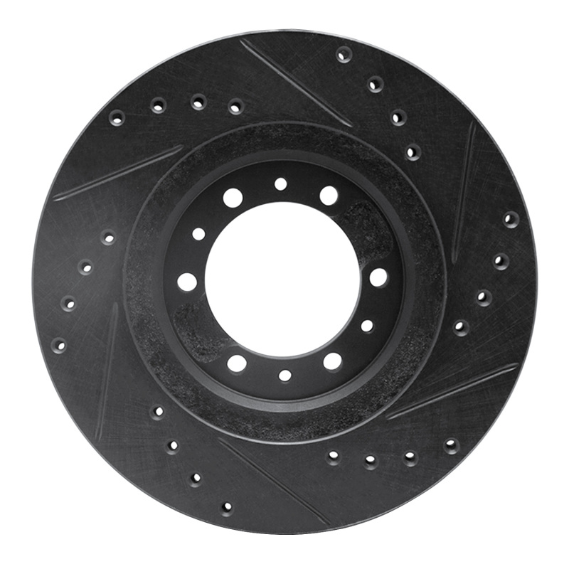 Picture of R1 90-04 Mitsubishi Montero Sport (USA/Canada) Front Left Drilled & Slotted Black Brake Rotor