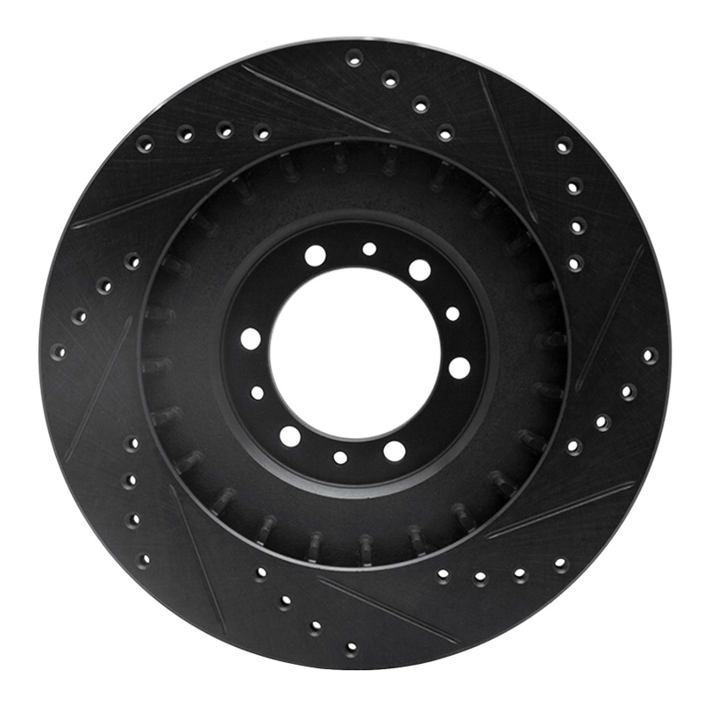 Picture of R1 98-04 Mitsubishi Montero Front Left Drilled & Slotted Black Brake Rotor
