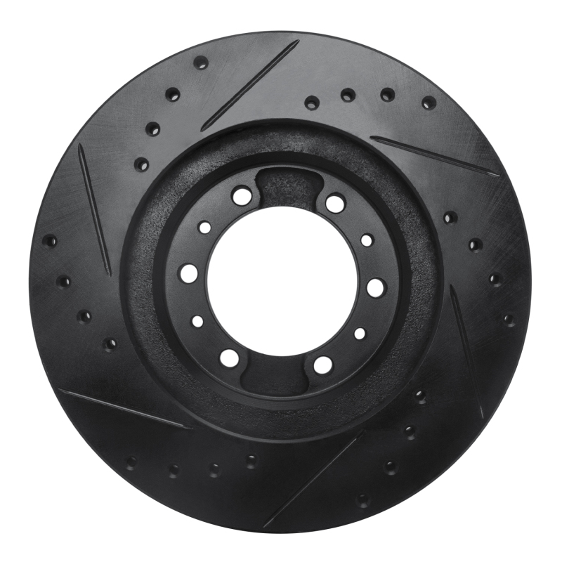 Picture of R1 90-04 Mitsubishi Montero Sport (USA/Canada) Front Right Drilled & Slotted Black Brake Rotor