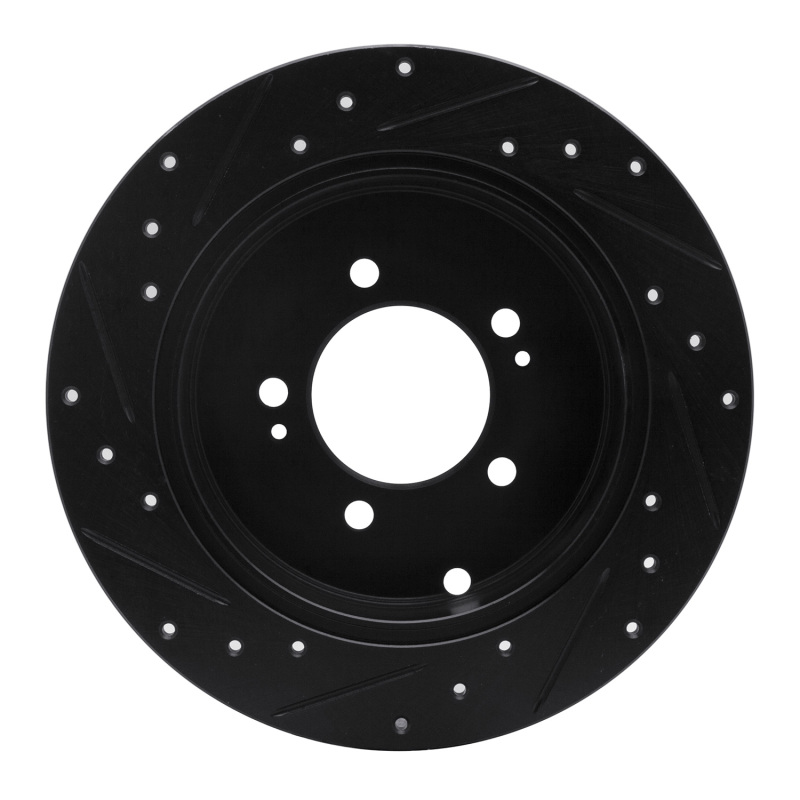Picture of R1 07-15 Mitsubishi Lancer Rear Right Drilled & Slotted Black Brake Rotor