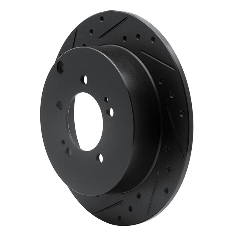 Picture of R1 07-15 Mitsubishi Outlander Rear Left Drilled & Slotted Black Brake Rotor