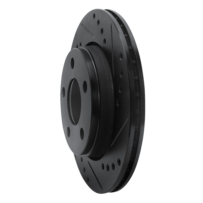 Picture of R1 85-91 Audi 200 Quattro Rear Right Drilled & Slotted Black Brake Rotor