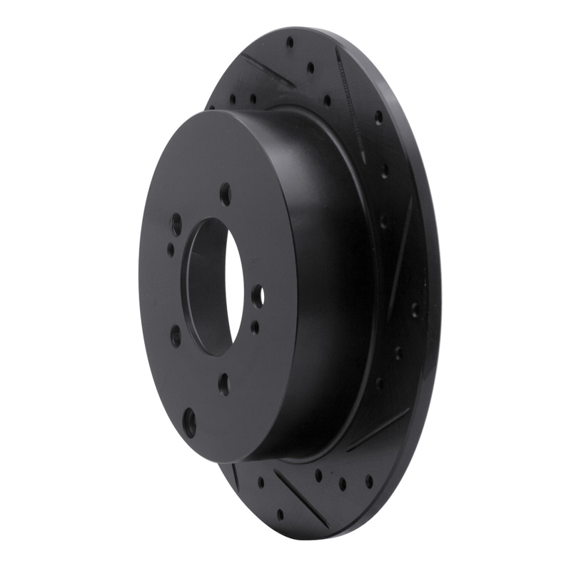 Picture of R1 07-15 Mitsubishi Lancer Rear Right Drilled & Slotted Black Brake Rotor