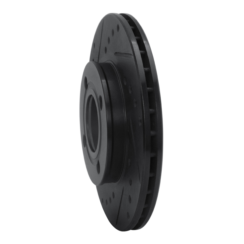 Picture of R1 84-87 Audi 4000 Quattro Front Left Drilled & Slotted Black Brake Rotor
