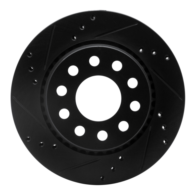 Picture of R1 90-97 Audi S4 Rear Left Drilled & Slotted Black Brake Rotor