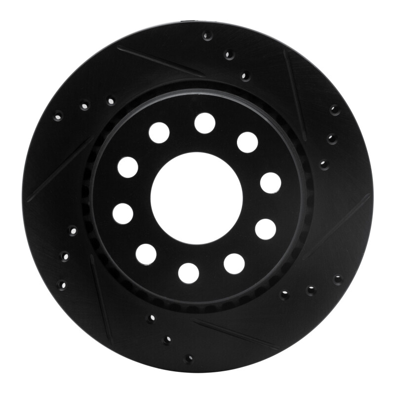 Picture of R1 90-97 Audi S4 Rear Right Drilled & Slotted Black Brake Rotor