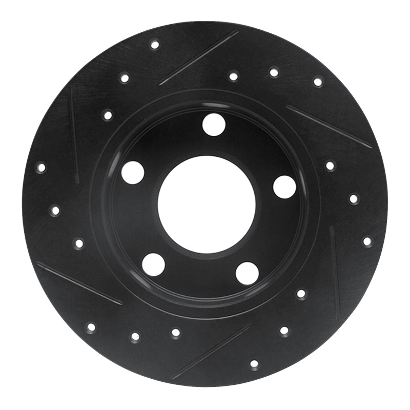 Picture of R1 85-00 Audi 5000S Quattro Rear Right Drilled & Slotted Black Brake Rotor