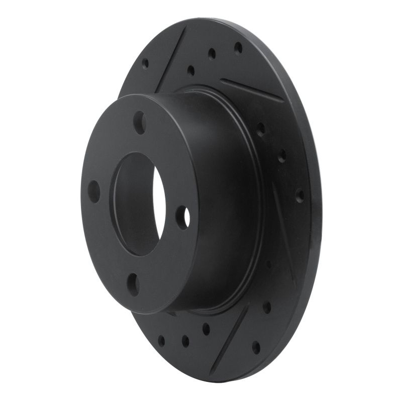 Picture of R1 82-98 Audi Cabriolet Rear Left Drilled & Slotted Black Brake Rotor