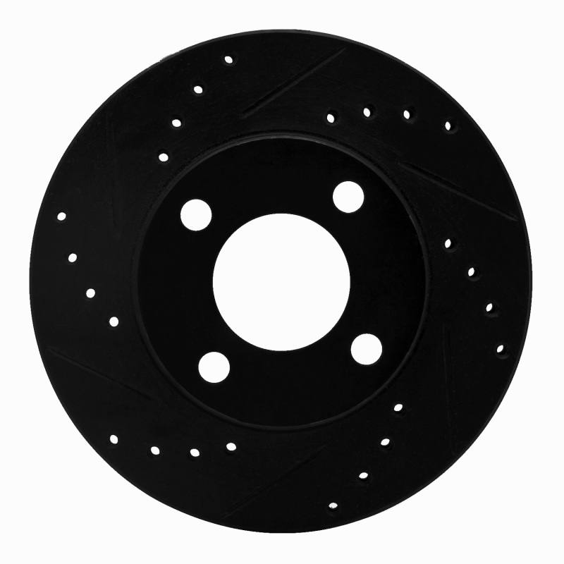 Picture of R1 90-91 Audi 90 Quattro Front Left Drilled & Slotted Black Brake Rotor