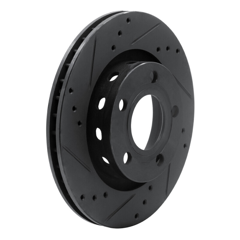 Picture of R1 00-03 Audi A8 Rear Left Drilled & Slotted Black Brake Rotor