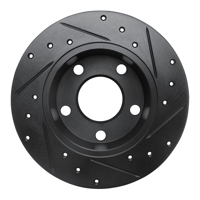 Picture of R1 99-02 Audi A6 Quattro Rear Left Drilled & Slotted Black Brake Rotor